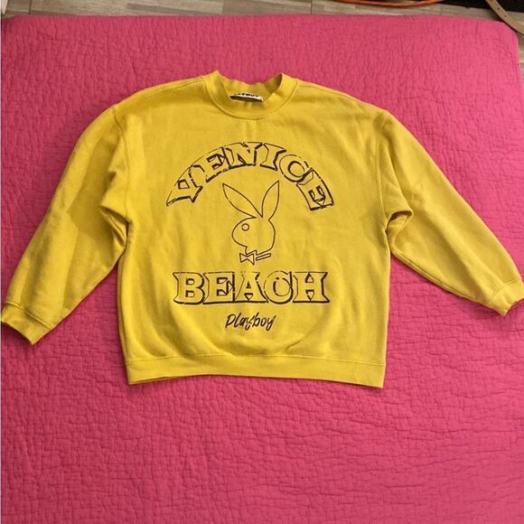 PLAYBOY Men's Crewneck Sweater in Vibrant Yellow, S - Picture 5 of 9